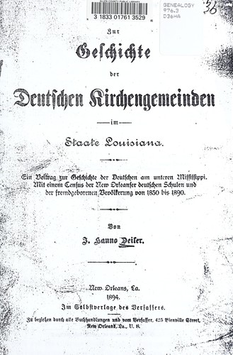 Zur Geschichte der deutschen Kirchengemeinden im Staate Louisiana