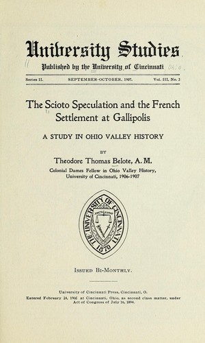 The Scioto speculation and the French settlement at Gallipolis.