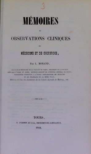 M©♭moires et observations cliniques de m©♭decine et de chirurgie