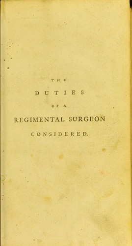 The duties of a regimental surgeon considered