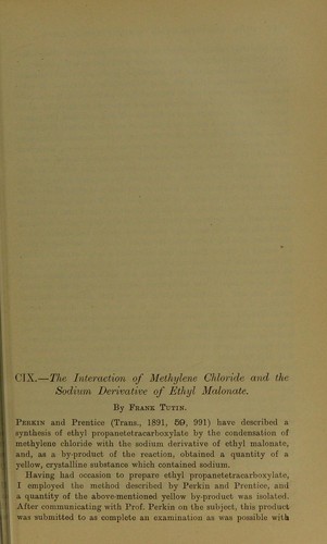 The interaction of methylene chloride and the sodium derivative of ethyl malonate