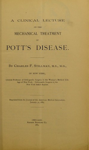 A clinical lecture on the mechanical treatment of Pott's disease