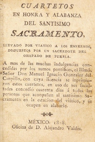 Cuartetos en honra y alabanza del Sant©Ưsimo Sacramento
