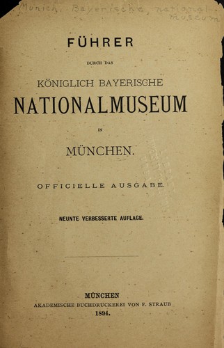 Fu hrer durch das Ko niglich bayerische nationalmuseum in Mu nchen
