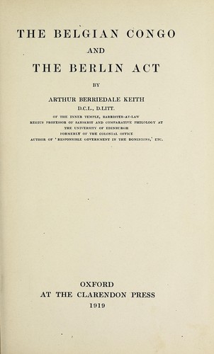 The Belgian Congo and the Berlin act