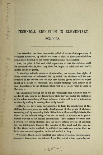 Technical education in elementary schools