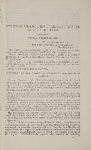 Hearings before the Committee on military affairs