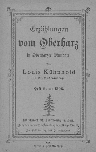 Erzählungen vom Oberharz in Oberharzer Mundart Heft 9