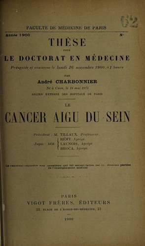 Le cancer aigu du sein ...