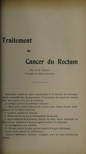 Traitement du cancer du rectum