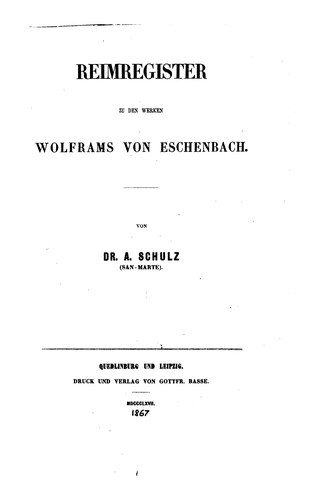 Reimregister zu den Werken Wolframs von Eschenbach