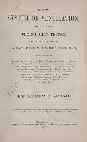 New system of ventilation which has been thoroughly tested, under the patronage of many distinguished persons ...