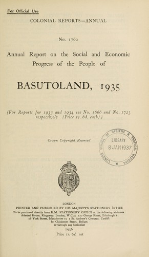 Annual report on the social and economic progress of the people of Basutoland