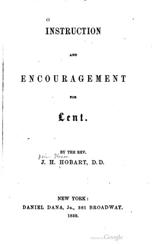 Instruction and encouragement for Lent