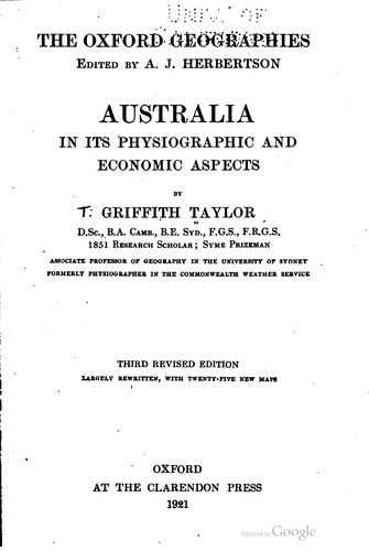 Australia in its physiographic and economic aspects