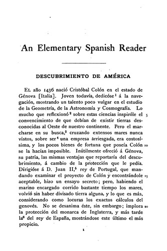 An Elementary Spanish Reader