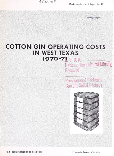 Cotton gin operating costs in West Texas, 1970-71
