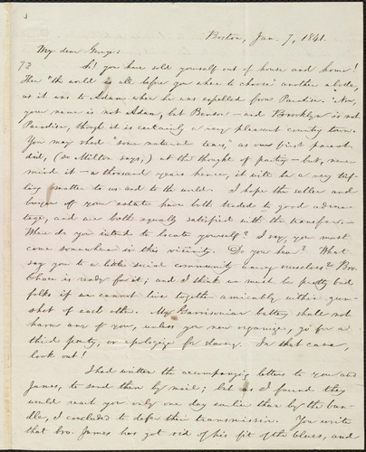 [Letter to] My dear George